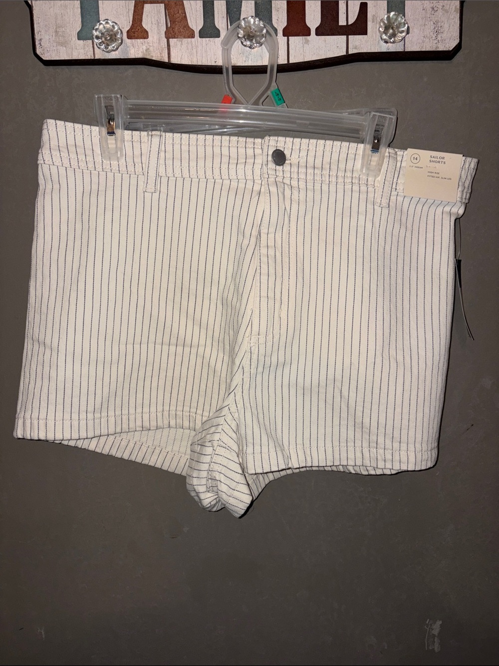 Target White Shorts with Navy Pinstripes